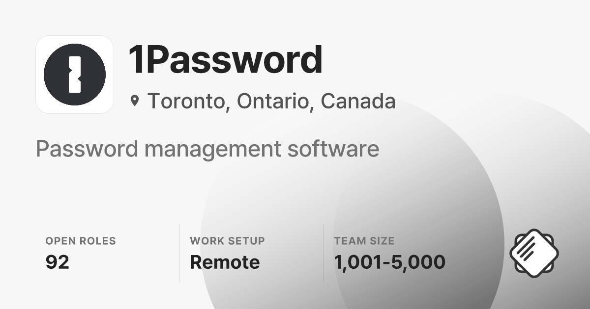 1Password Jobs: 92 Open Jobs | Salary & Interviews - refresh.cv
