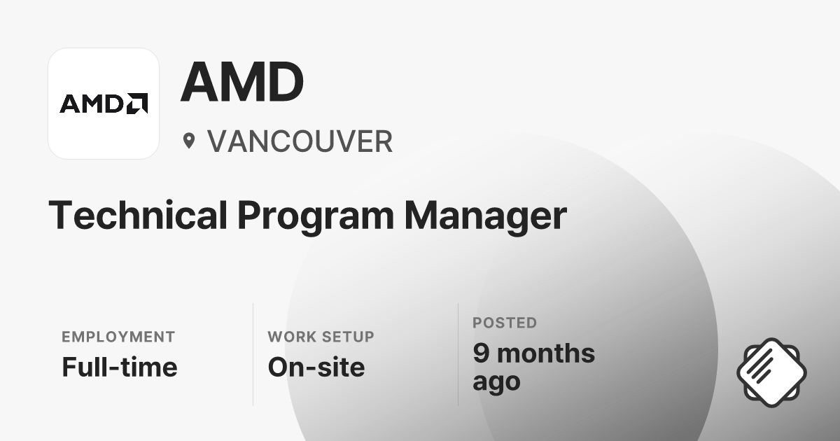 Technical Program Manager at AMD — Salary & Interview Data (2026)