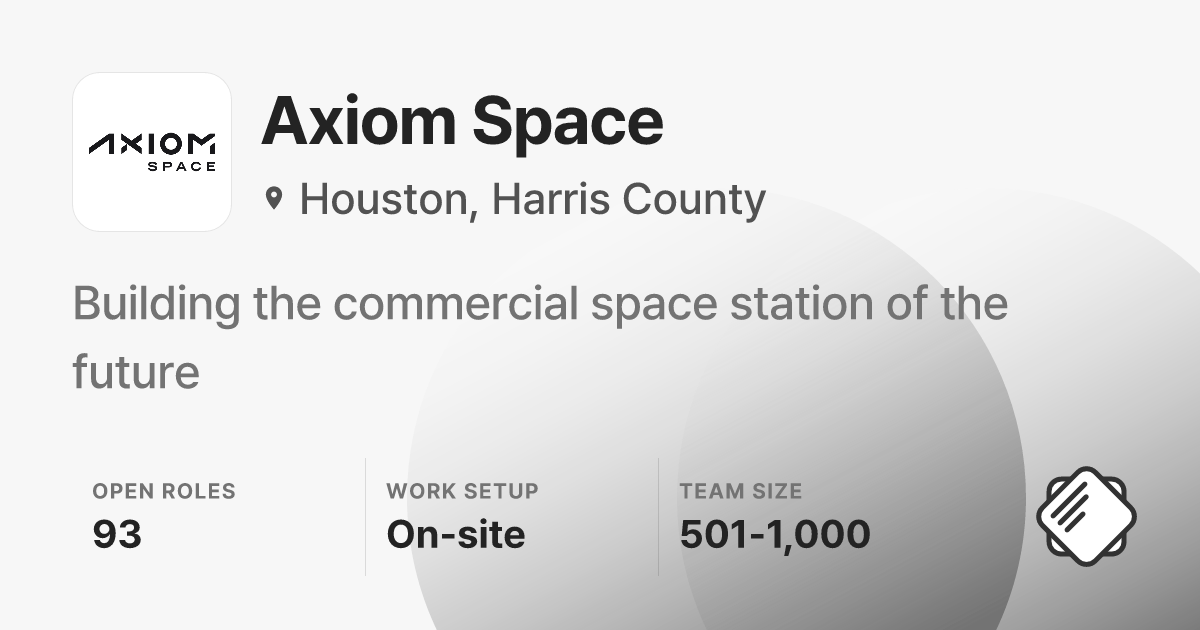 Axiom Space Jobs: 93 Open Jobs | Salary & Interviews - refresh.cv