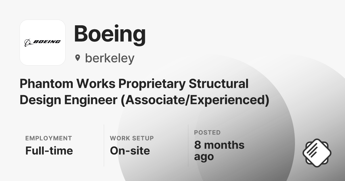 Phantom Works Proprietary Structural Design Engineer (Associate ...