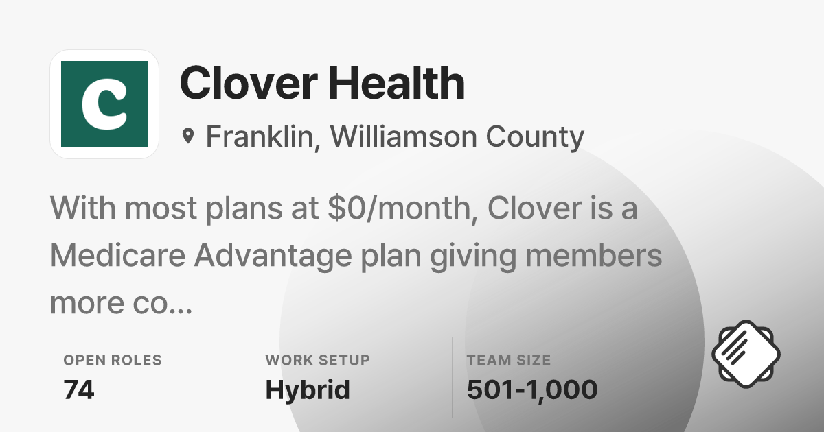 Clover Health Jobs: 72 Open Jobs | Salary & Interviews - refresh.cv