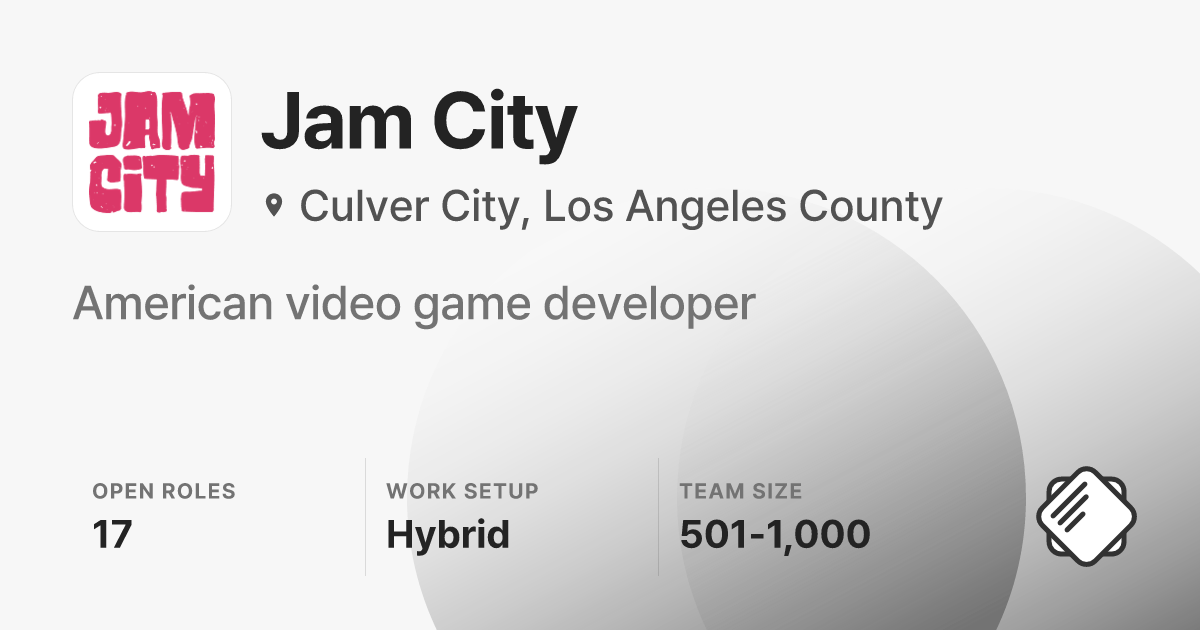 Jam City Jobs: 18 Open Jobs | Salary & Interviews - refresh.cv