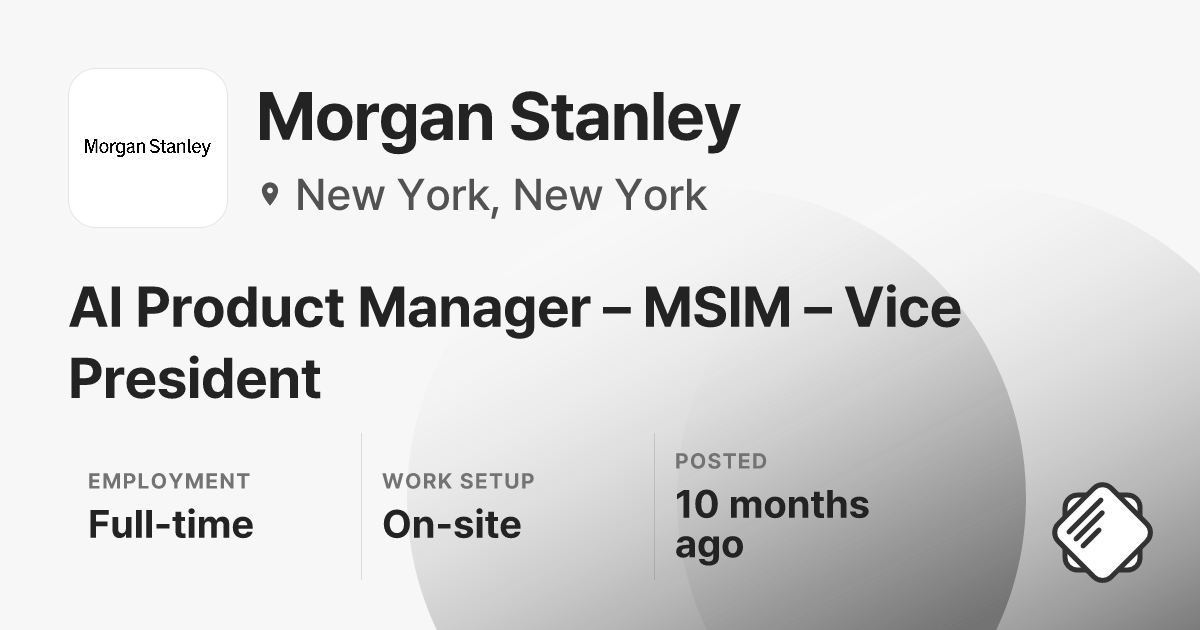 AI Product Manager – MSIM – Vice President at Company — Salary ...