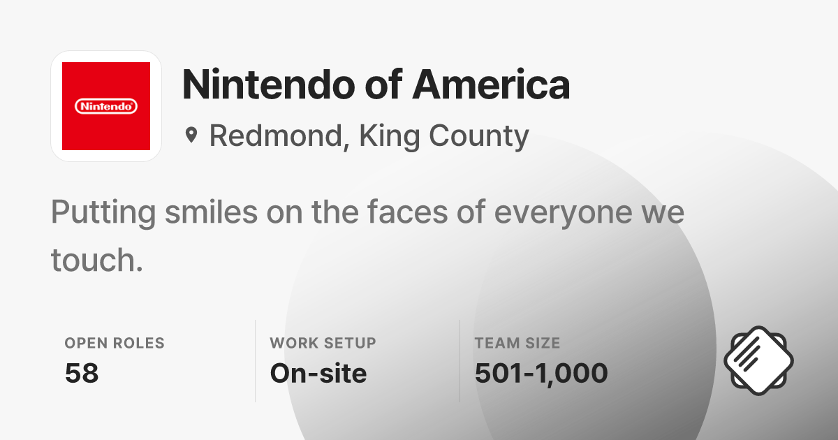 Nintendo of America Jobs: 56 Open Jobs | Salary & Interviews - refresh.cv