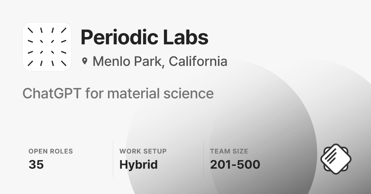 Periodic Labs Jobs: 33 Open Jobs | Salary & Interviews - refresh.cv