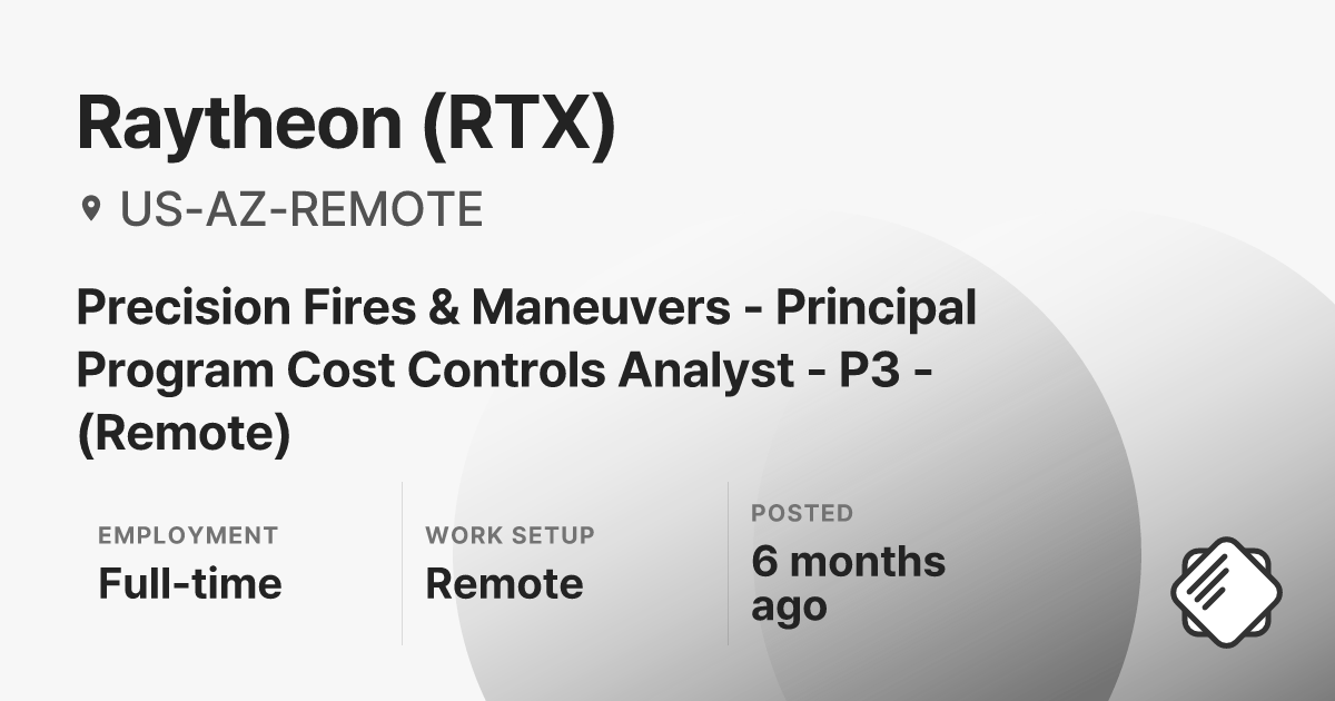 Precision Fires & Maneuvers - Principal Program Cost Controls Analyst ...