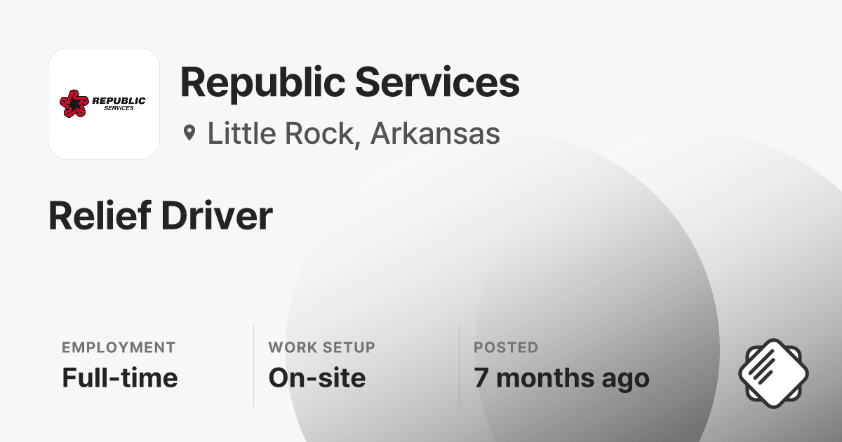 Relief Driver at Republic Services — Salary & Interview Data (2026)