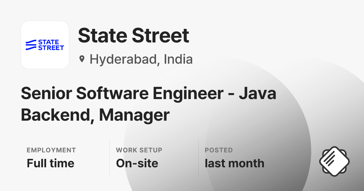 Principal Software Engineer - Java Backend, AVP at State Street ...