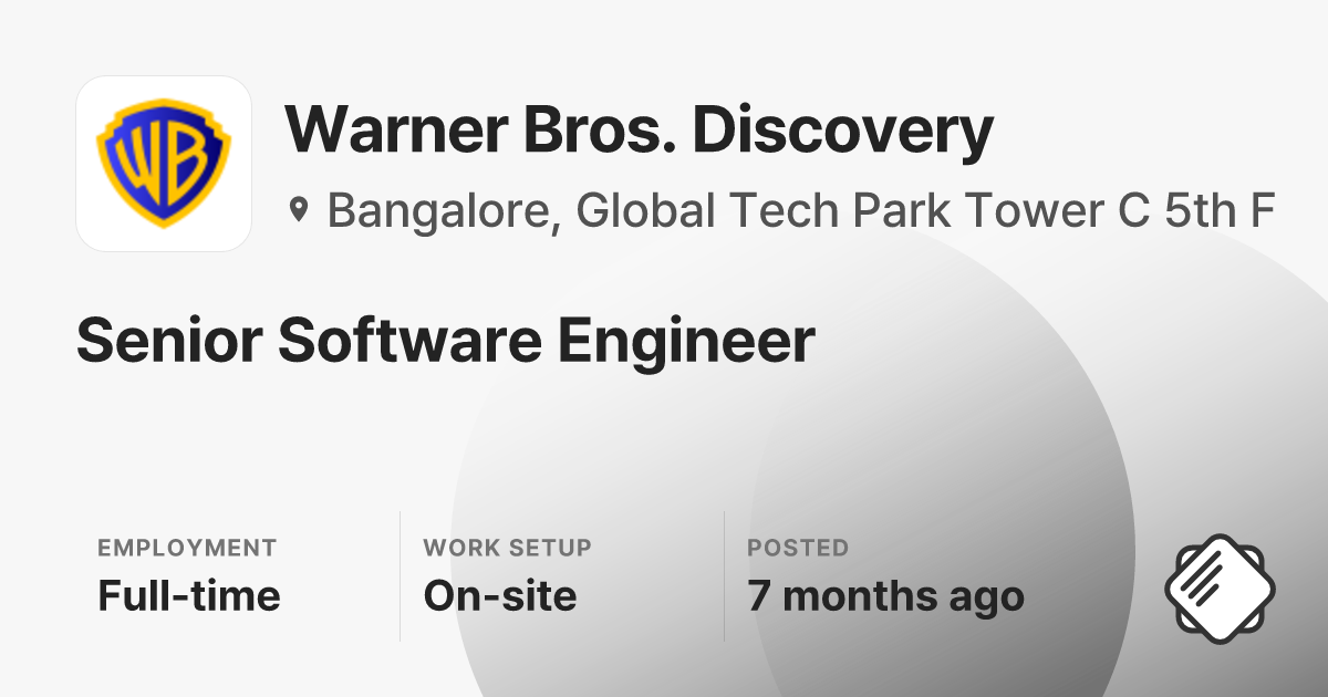 Senior Software Engineer at Warner Bros. Discovery — Salary & Interview ...
